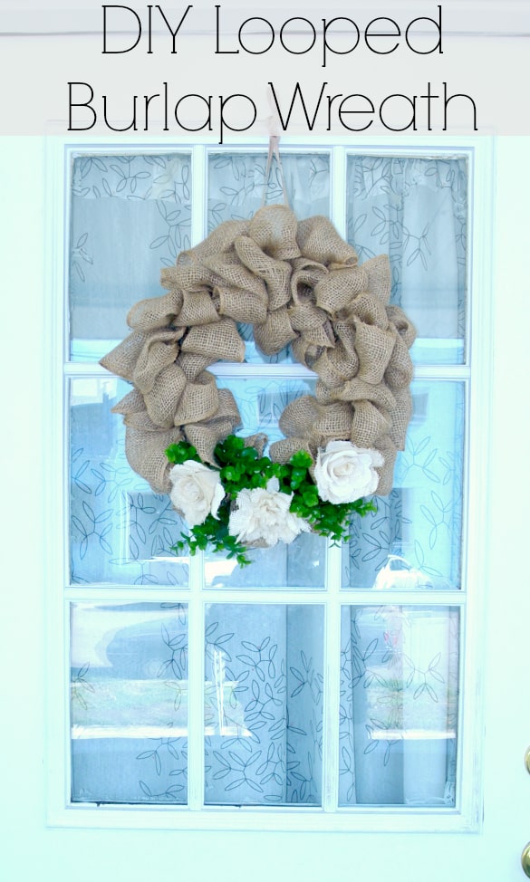 DIY burlap wreath.  Takes less than 15 minutes and doesn't require any glue.