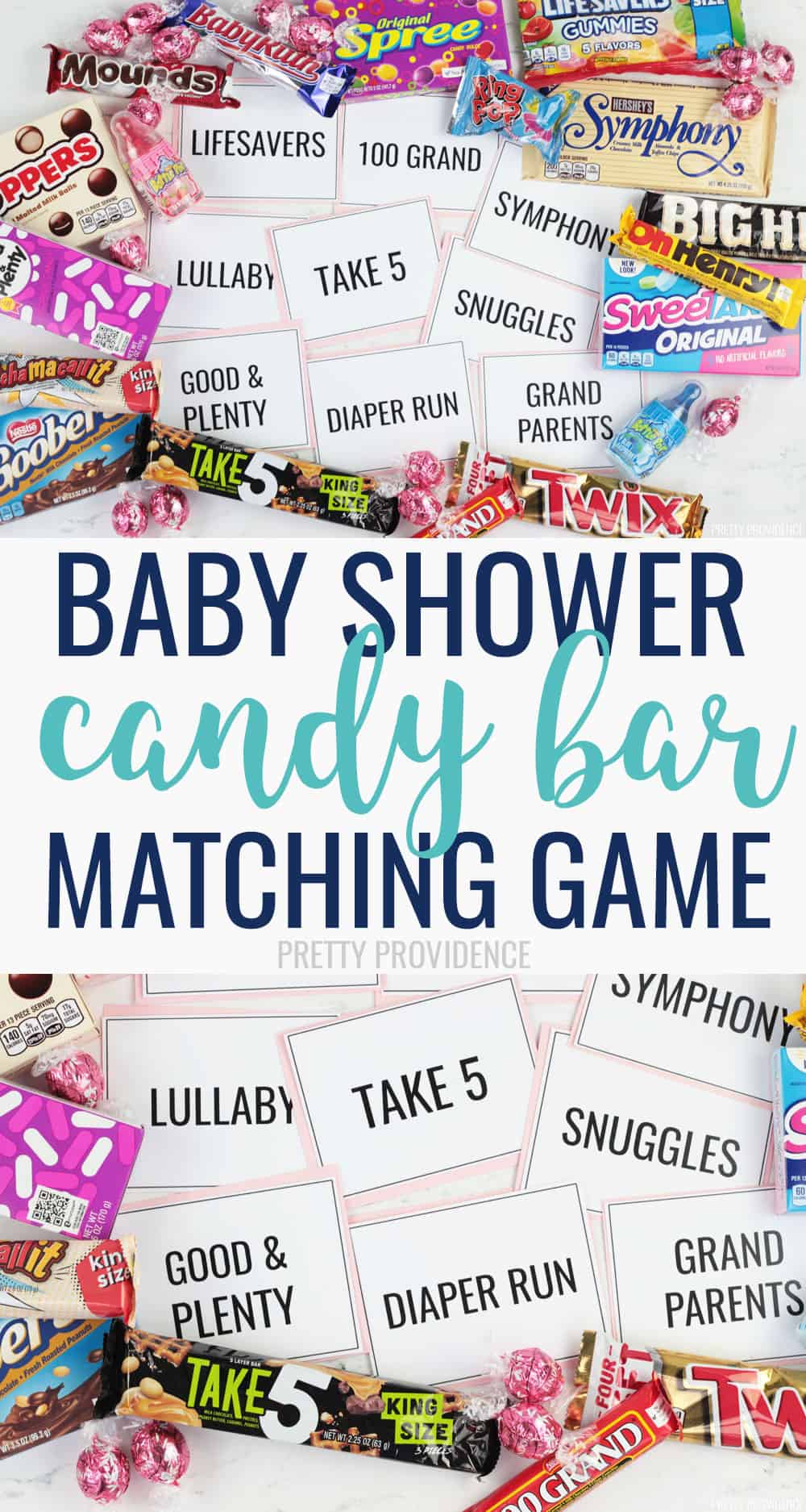 Candy Bar Match-up Baby Shower Game, Pink Flowers - Press Print Party!