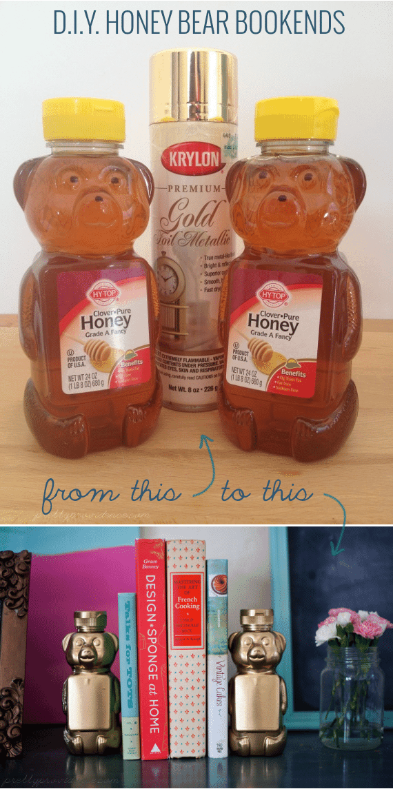 diy honey bear bookends - cute idea and super cheap!
