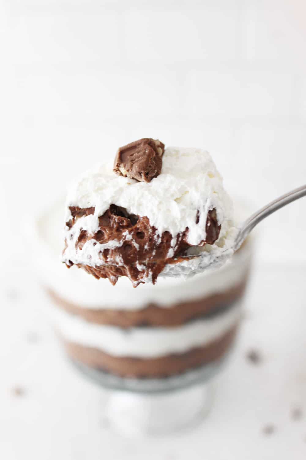 bite out of a chocolate trifle