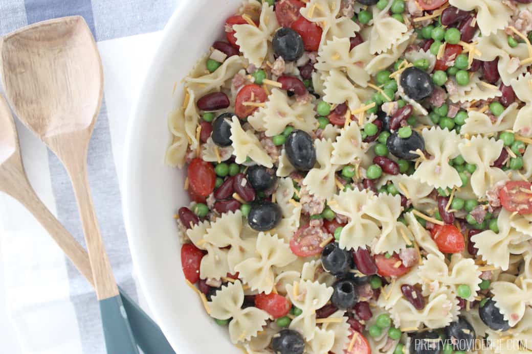 Once you've tasted this bowtie pasta salad you won't be able to imagine life without it! I am a pasta salad fanatic and it's my favorite pasta salad recipe!