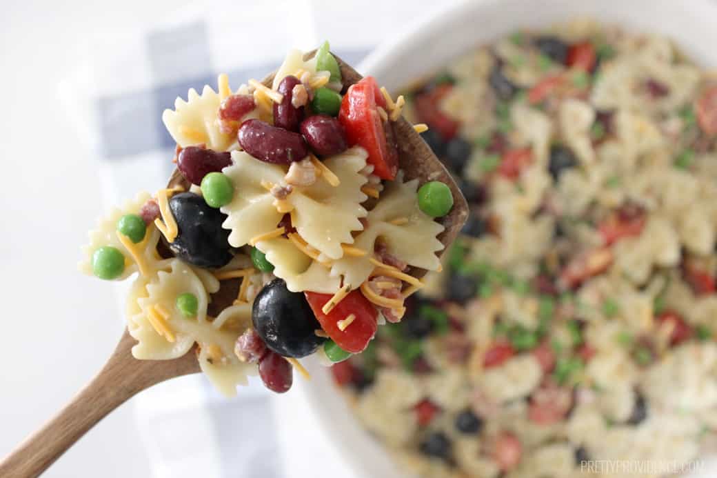 Once you've tasted this bowtie pasta salad you won't be able to imagine life without it! I am a pasta salad fanatic and it's my favorite pasta salad recipe!