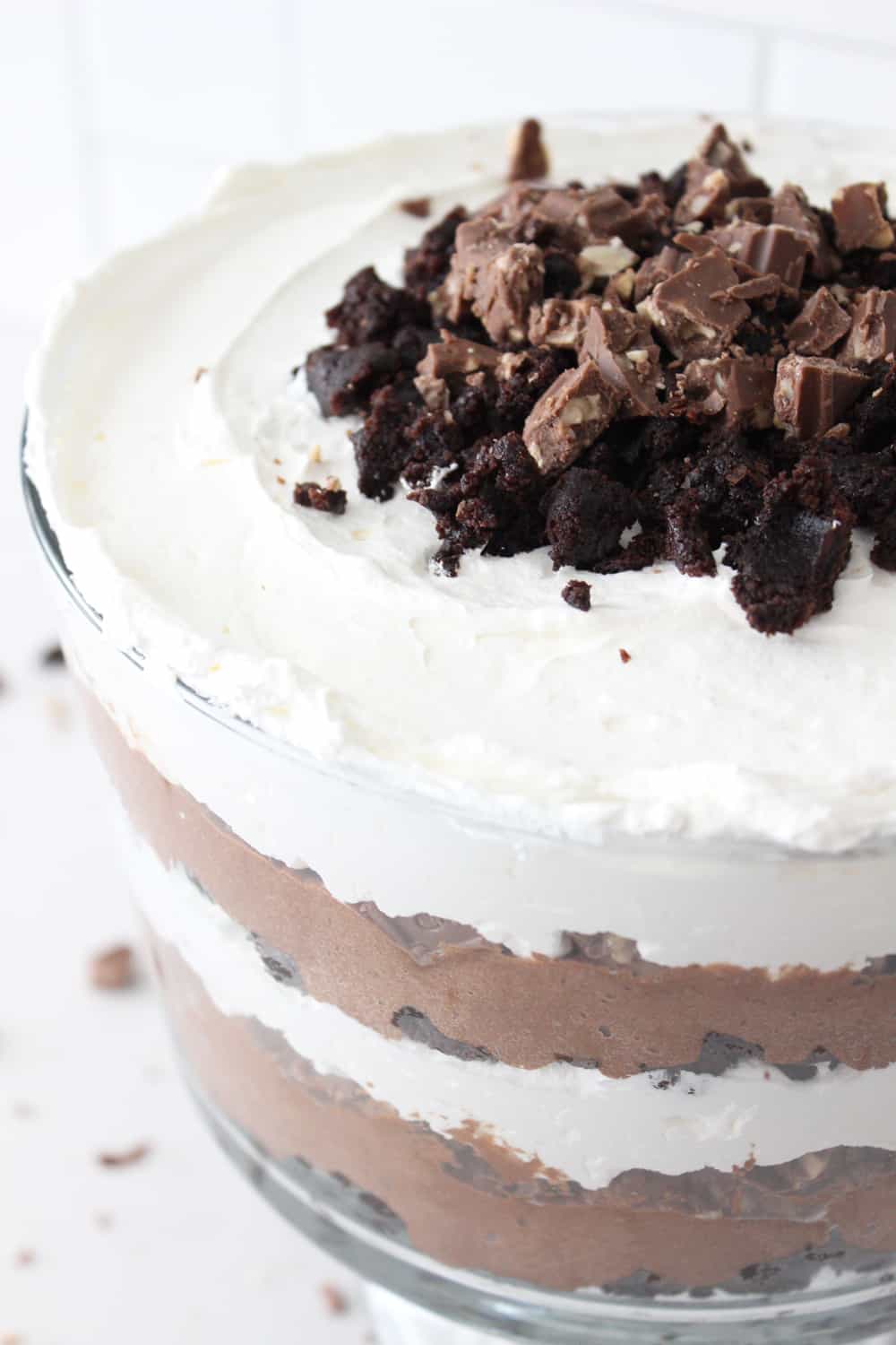 close up view of chocolate trifle!