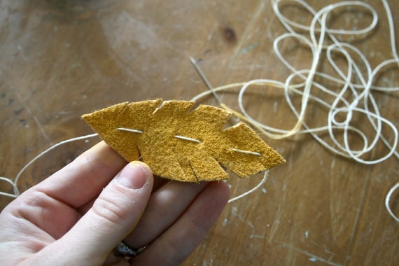 stringing fall garland