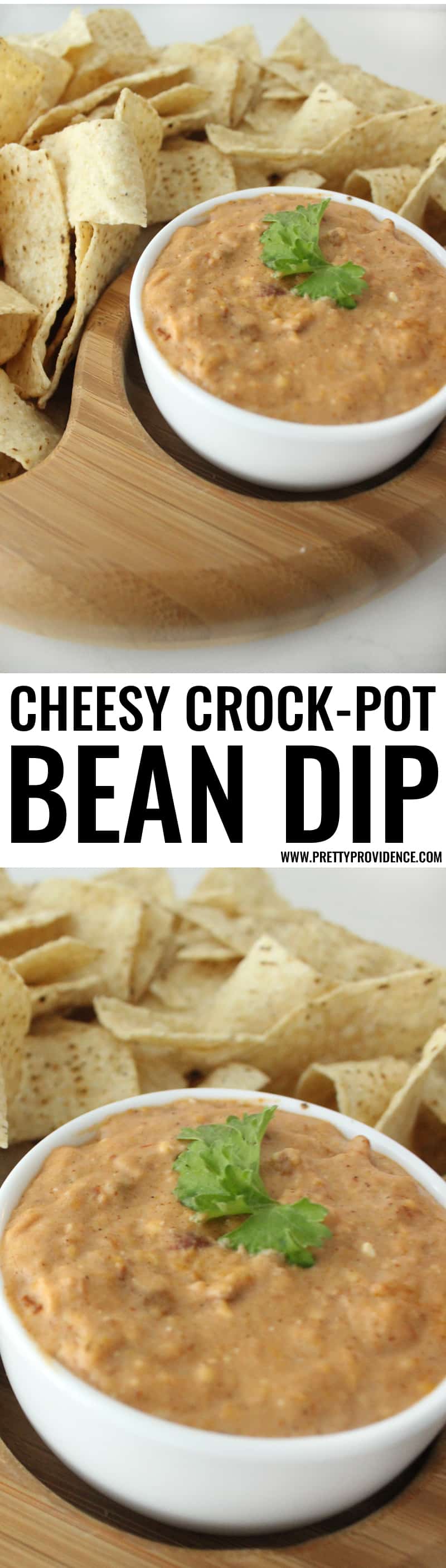 This cheesy crock pot bean dip is AMAZING!! Definitely my go-to recipe for any party or gathering-- a total crowd pleaser! 