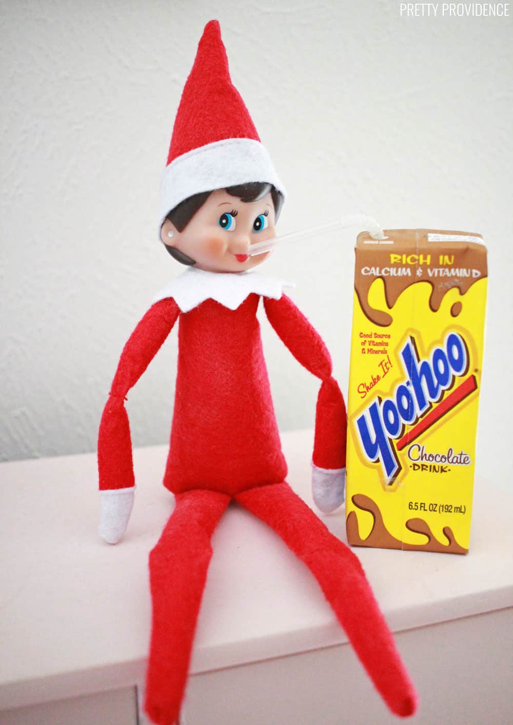 Funny Elf on the Shelf Ideas - Drinks Yoohoo