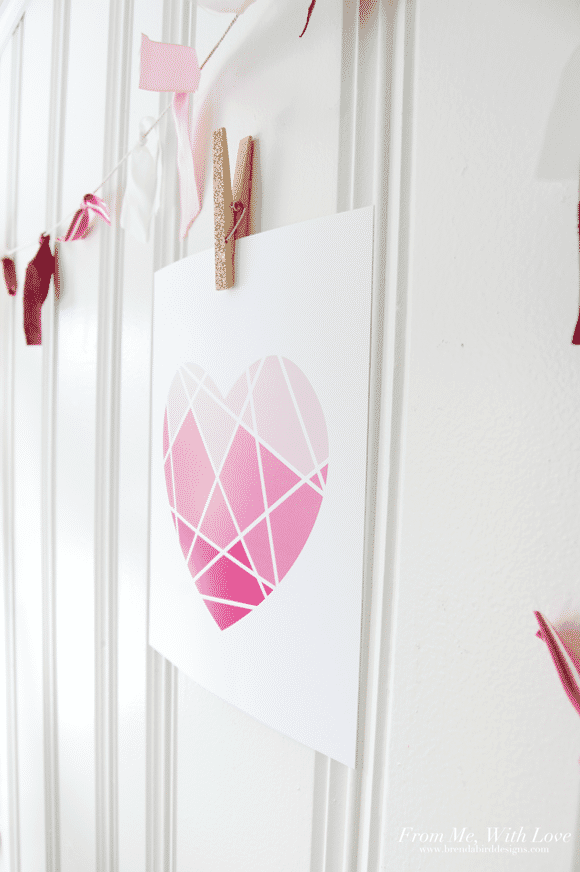 free geometric, ombre heart printable