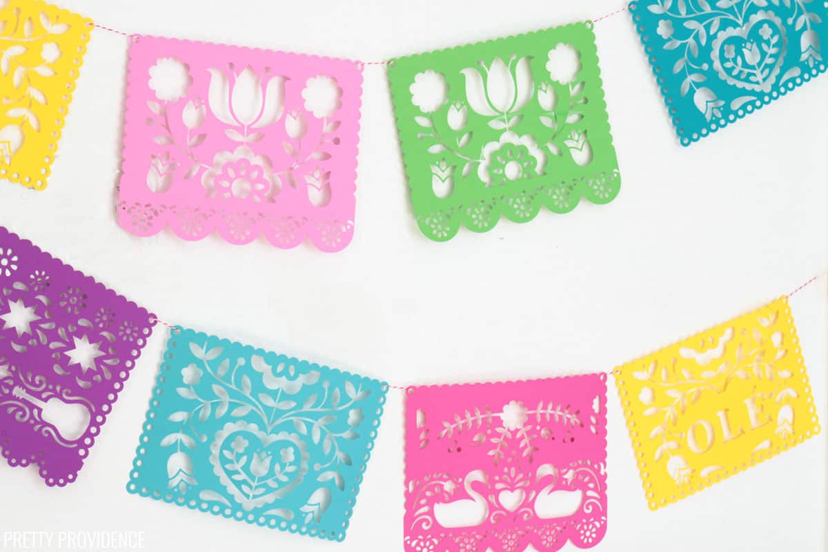 DIY Papel Picado Banner made with Cricut and colorful card stock