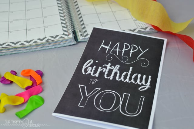 chalkboard style Happy Birthday free printable card