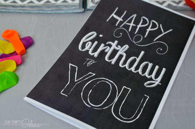 chalkboard style Happy Birthday free printable card