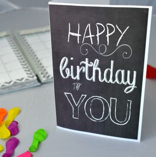 chalkboard style Happy Birthday free printable card