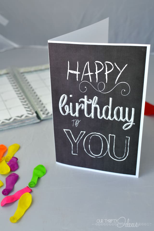 chalkboard birthday card free printable