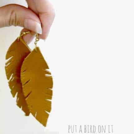 DIY Leather Feather Earrings
