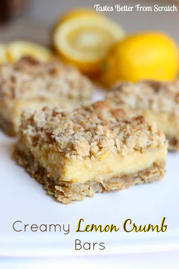 Creamy Lemon Crumb Bars recipe from TastesBetterFromScratch.com