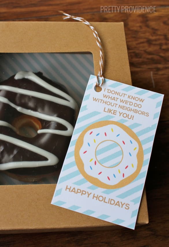 holiday donut gift tags - perfect for friend, co-worker or neighbor gifts!