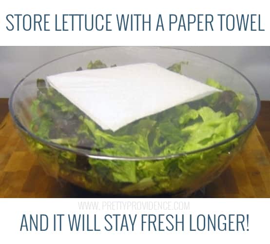 paper towel to keep lettuce fresh longer - genius! 