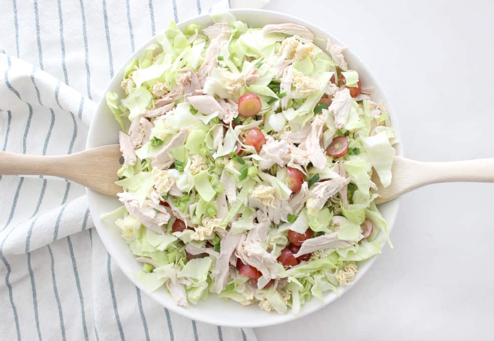 The best ever Chinese chicken salad with homemade oriental salad dressing! Perfect for any party or get together, or just for an easy healthy dinner! 