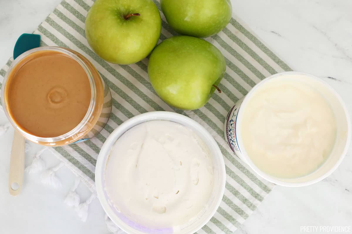 Creamy peanut butter apple dip. This is the most delicious dip you'll ever eat! 