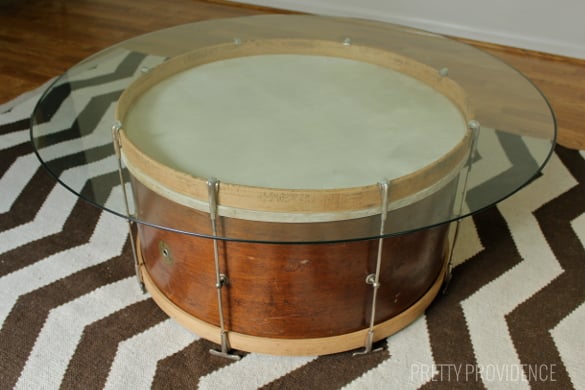 Repurpose a vintage drum into a coffee table!