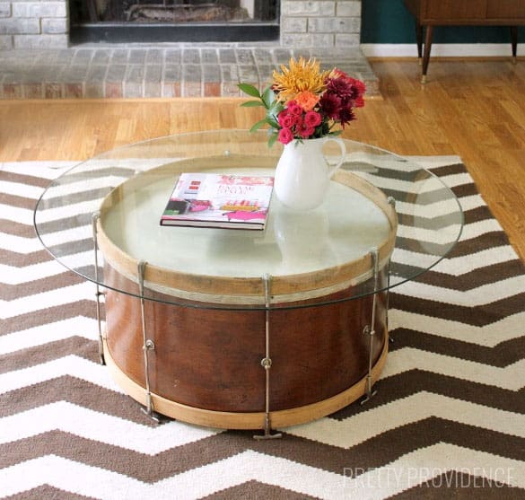 Repurpose a vintage drum into a coffee table!