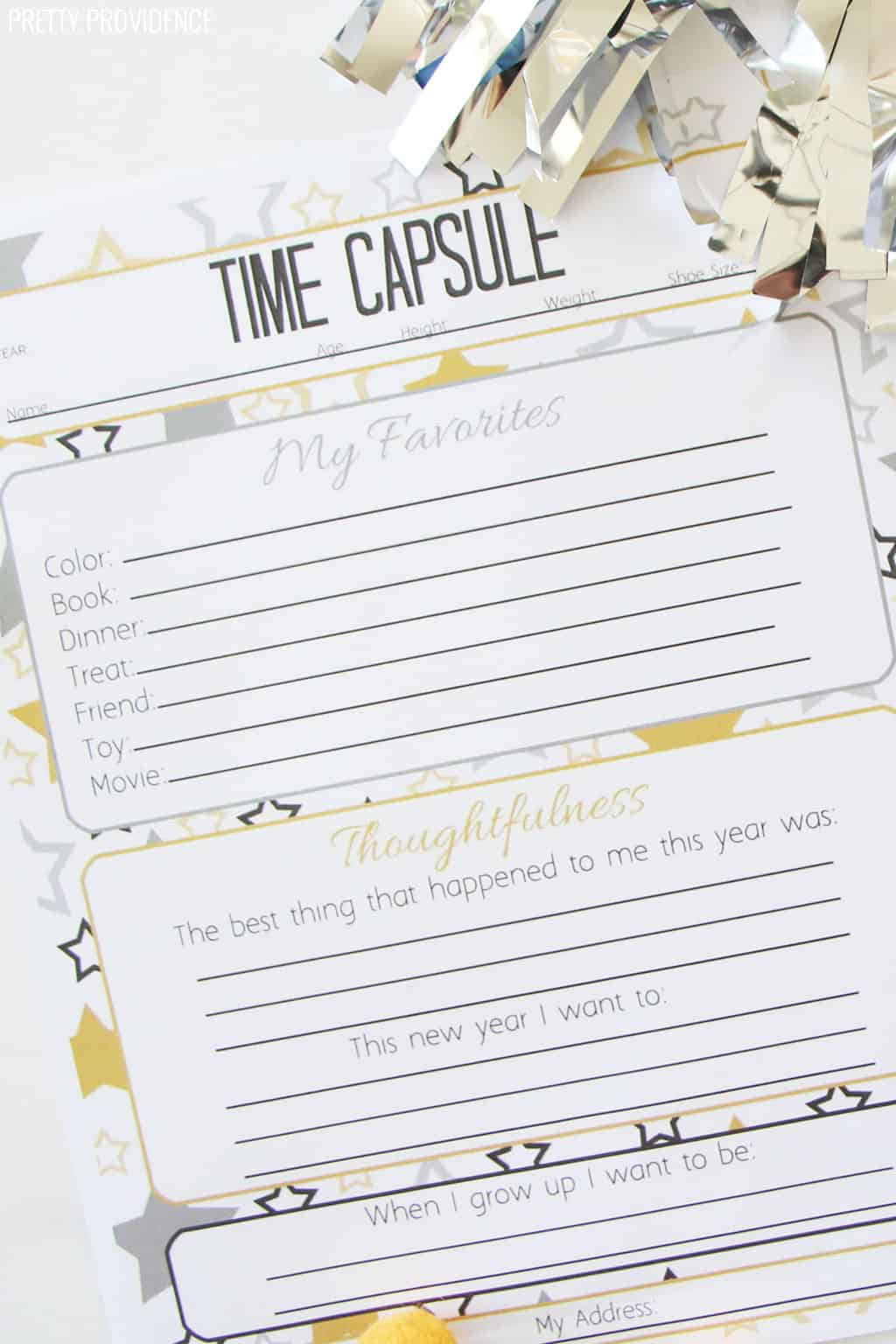 Time Capsule Printable Free