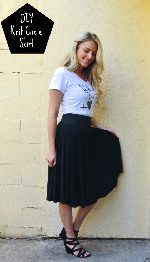 DIY Knit Circle Skirt, two steps:cut skirt & attach elastic band