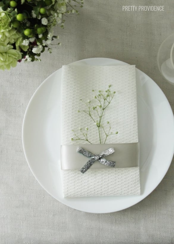 No need for fancy china and cloth napkins. Plain white dishes + paper towels can look classy too.