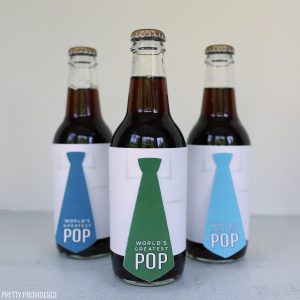 Quick and Easy Father's Day Soda Pop Gift Idea {free necktie printables from OneCreativeMommy.com} Perfect for Fathers Day!