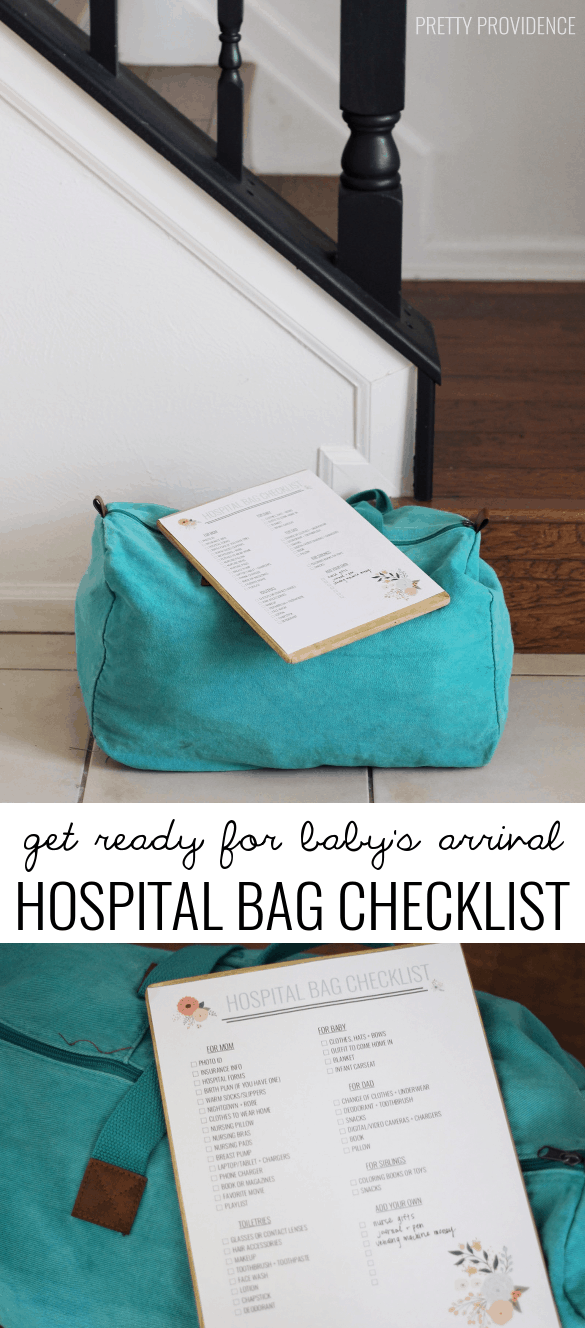 Free printable hospital bag checklist for having a baby! This covers it all!