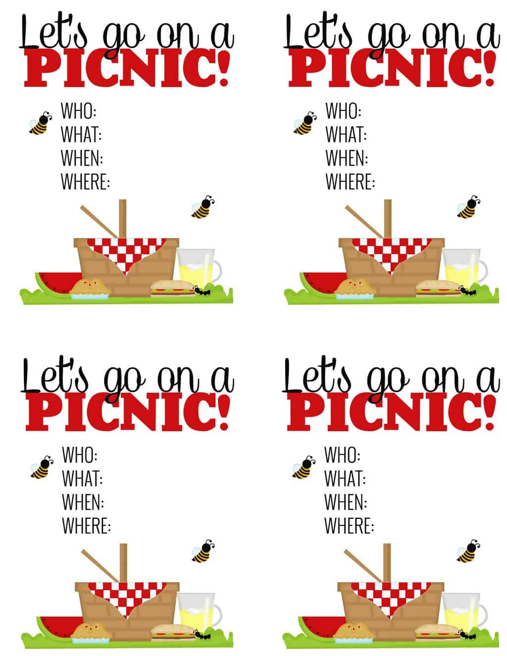 Free Printable Picnic Invitations 2