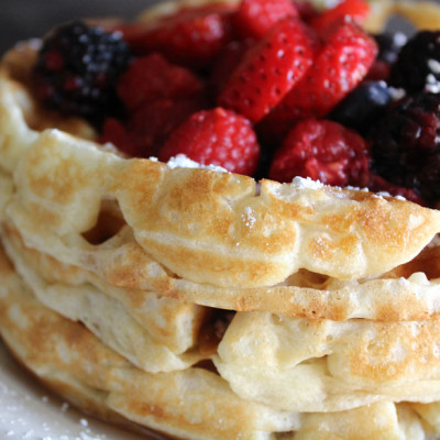 No lie, these are hands down the best waffles I have EVER eaten. We make these all the time and they never get old! So easy, too.