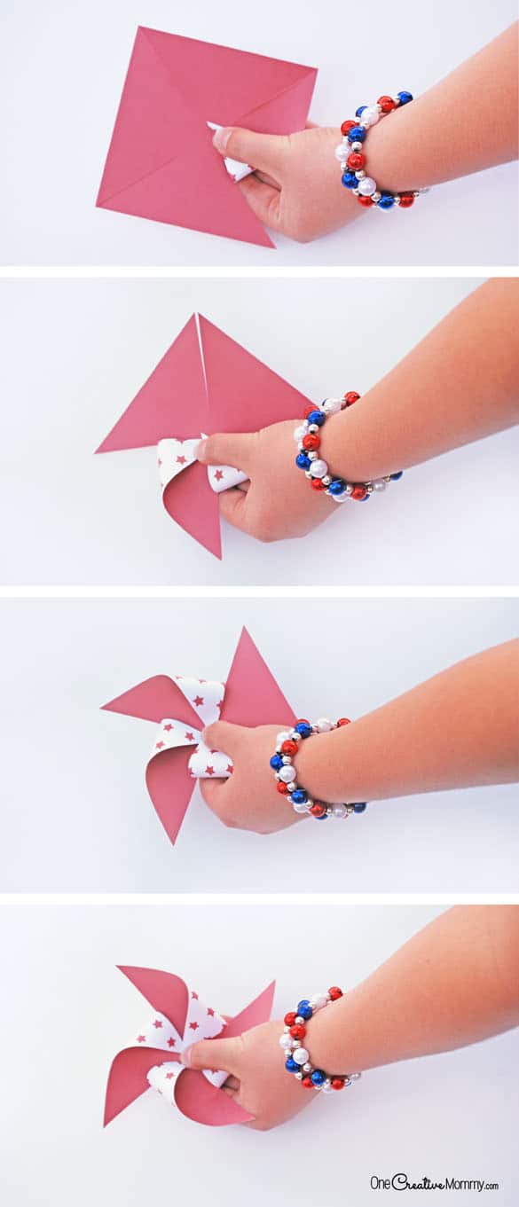 Mix and match these free printables to make cool Fourth of July Pinwheels! {OneCreativeMommy.com}