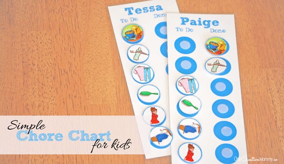 Teach young children responsibility with this simple chore chart for kids! {OneCreativeMommy.com} Free printable