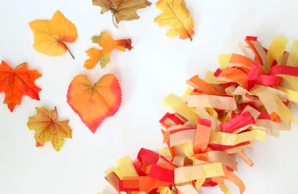 Fall Leaves Fringe Tissue Paper Garland