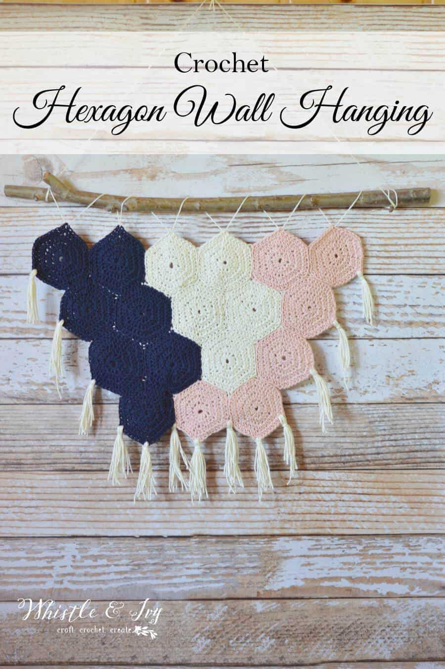 Crochet Hexagon Wall Hanging - Make this fabulous boho wall hanging with this tutorial. 