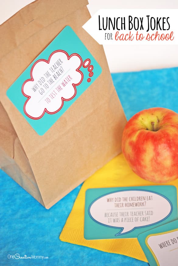 These lunch box jokes are perfect for back to school! {OneCreativeMommy.com} Free printables