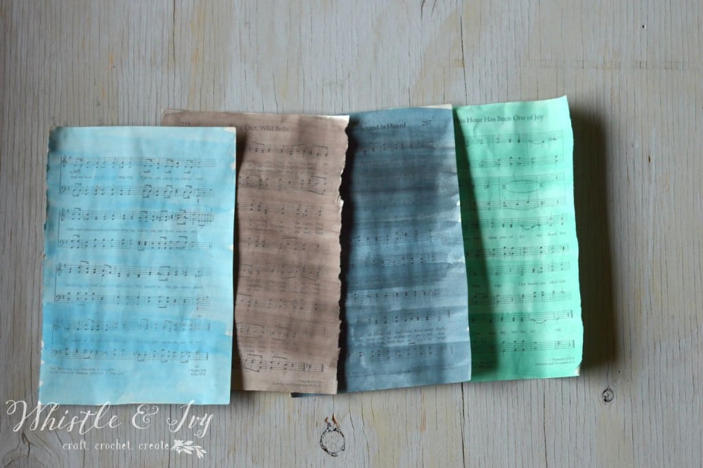 Watercolor Sheet Music Art - Recycle old sheet music into this beautiful art to display in your home. 