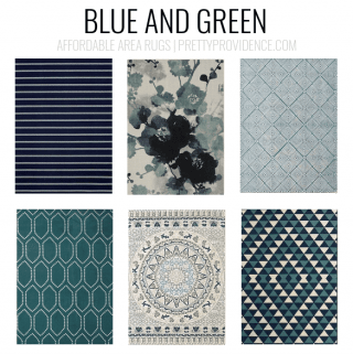 Navy, blue and green rugs. Affordable area rugs - 5x7 less than $150 or 8x10 less than $200 - sorted by color! prettyprovidence.com