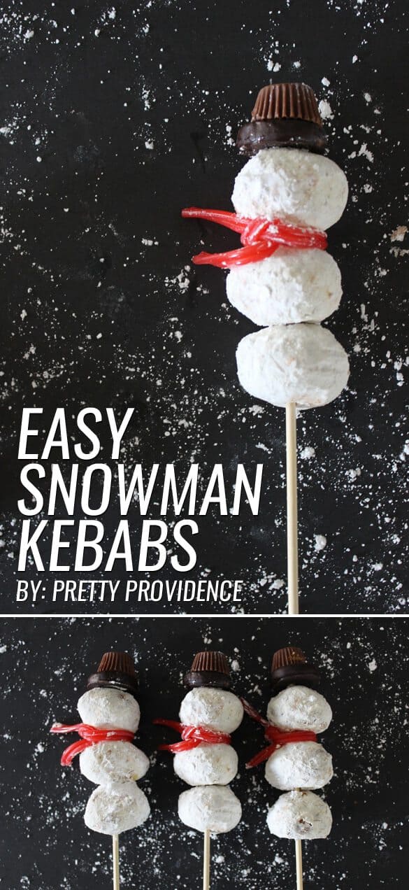These easy snowman kebabs are beyond adorable! Your little ones will love you for this delicious winter treat! Gotta love festive AND easy! 