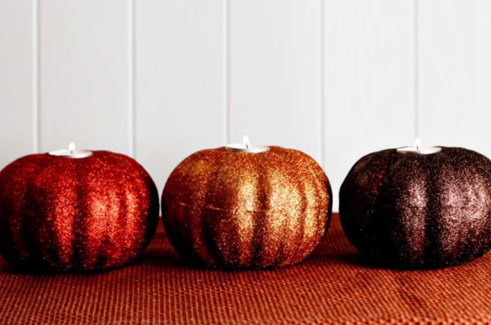 Glitter Pumpkins in Red, Gold and Bronze