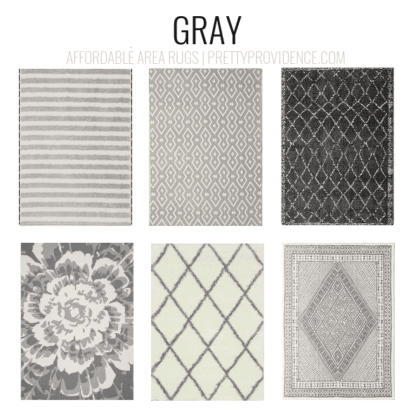 Gray rugs. Affordable area rugs - 5x7 less than $150 or 8x10 less than $200 - sorted by color! prettyprovidence.com