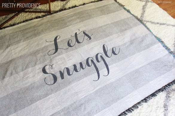 LOVE the "let's snuggle" blanket! Anniversary present idea | prettyprovidence.com