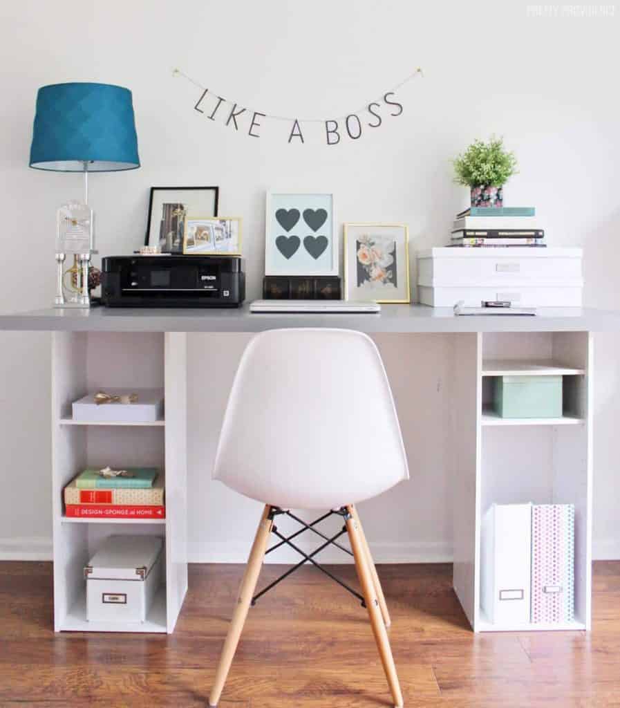 IKEA HACK Desk with Cube Storage Shelves Pretty Providence