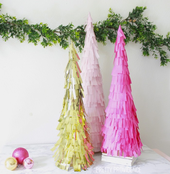 Make a Holiday Fringe Feather Tree - Paper Glitter Glue