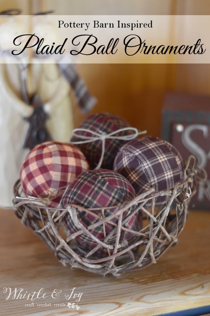 Plaid Ball Ornaments - Made these fabulous Plaid Ball Ornaments, perfect for your rustic Christmas and holiday decor. 