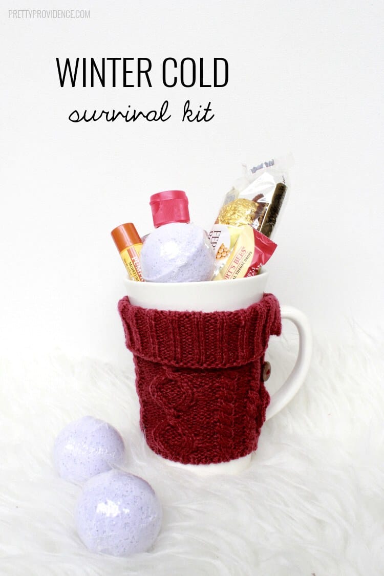 This cold survival kit is a FUN gift for someone who has a cold or needs a winter pick-me-up! 