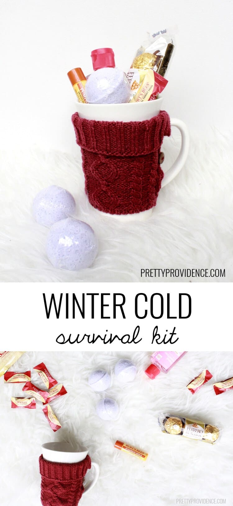 This cold survival kit is a FUN gift for someone who has a cold or needs a winter pick-me-up! 