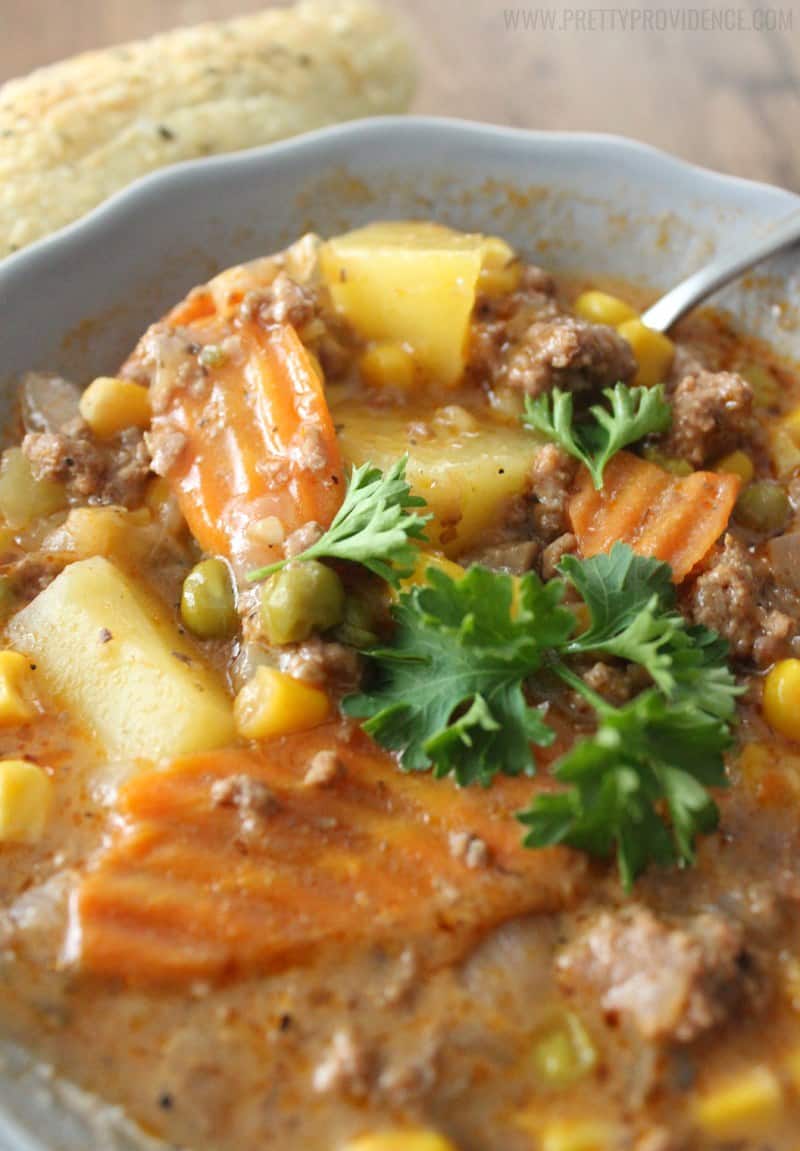 Okay this easy crockpot beef stew is seriously the best weeknight dinner! It's healthy, easy and delicious, what more could you need? 