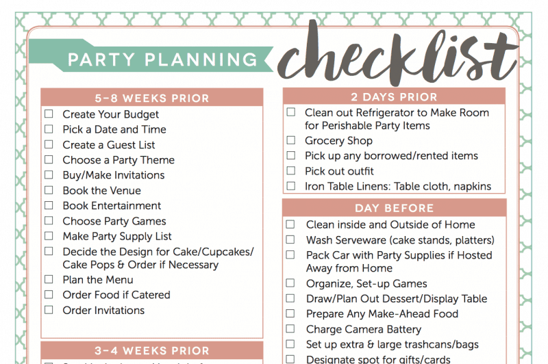 Free party planning checklist by Fantabulosity