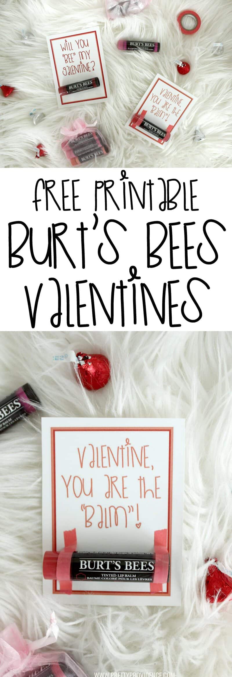 How fun are these free printable Burt's Bees Valentines? So fun for giving a gift to your friends and loved ones that they will actually use! 